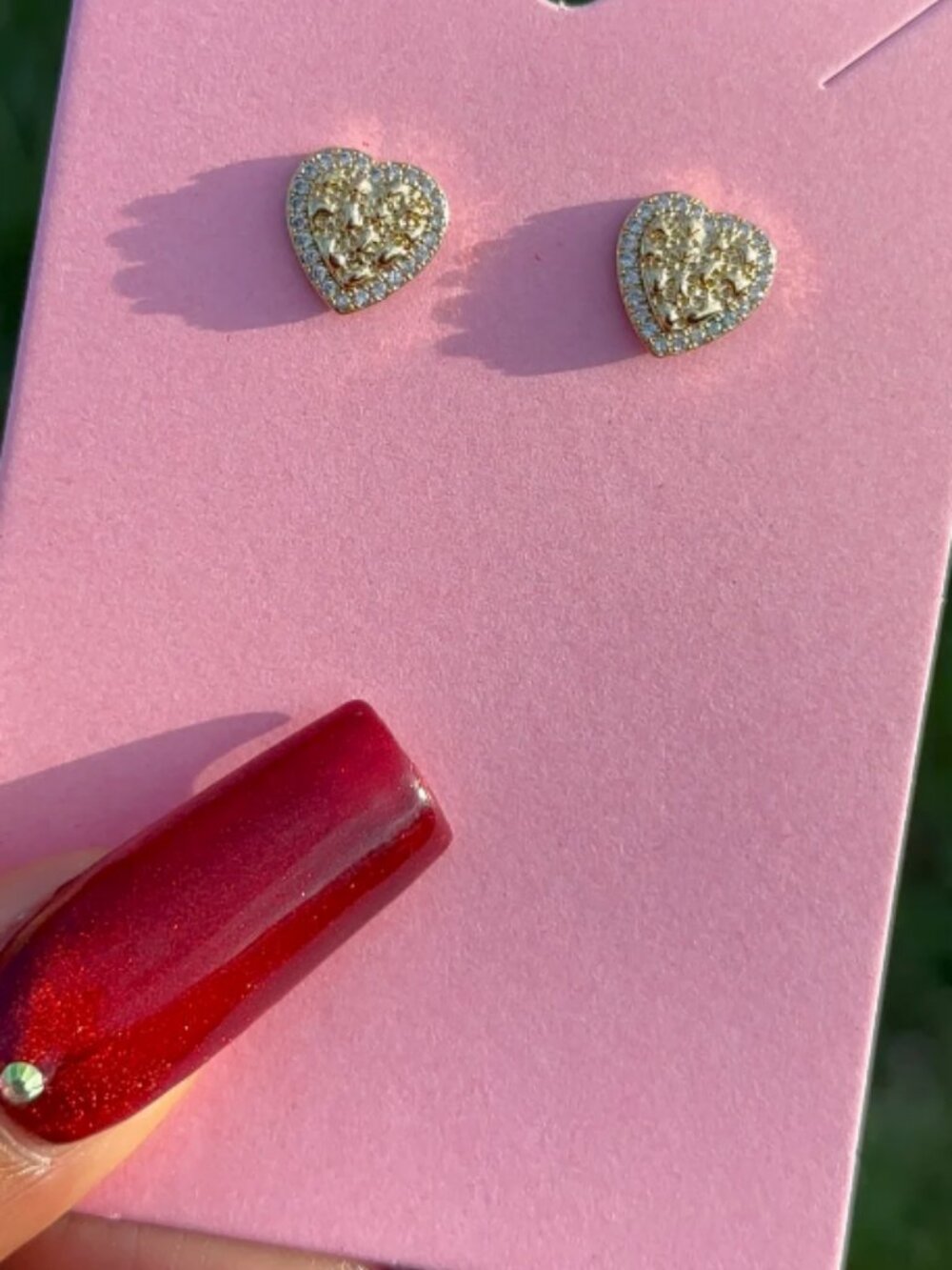 Studded Nugget Heart Earrings